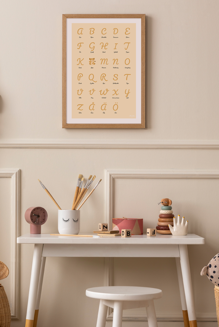 ABC-poster med lejon i barnrum
