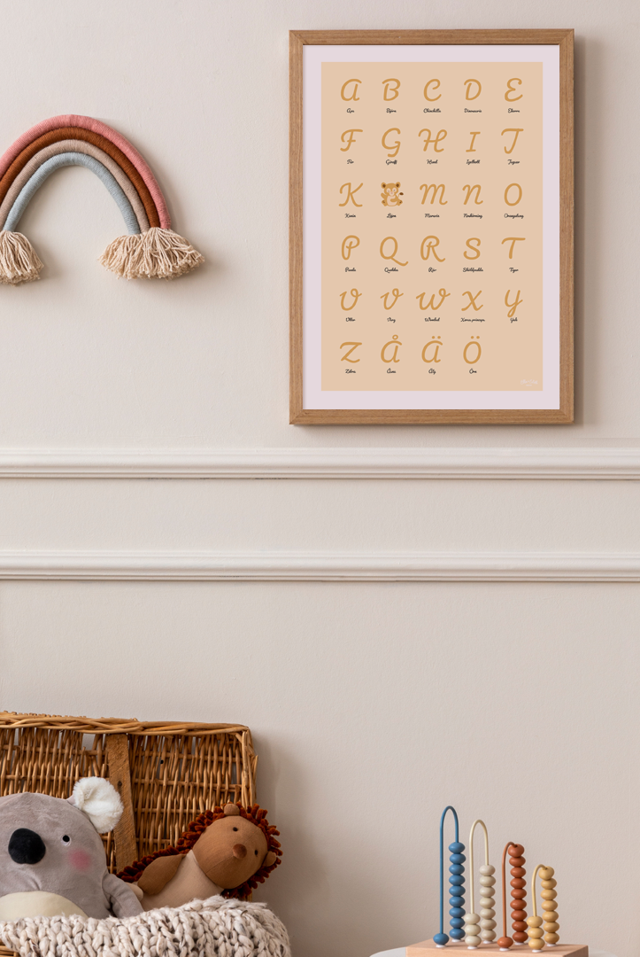 ABC-poster med lejon i barnrum