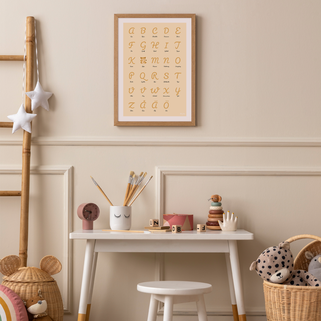 ABC-poster med lejon i barnrum