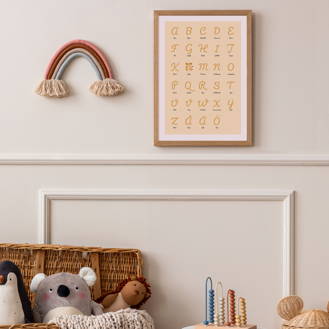 ABC-poster med lejon i barnrum